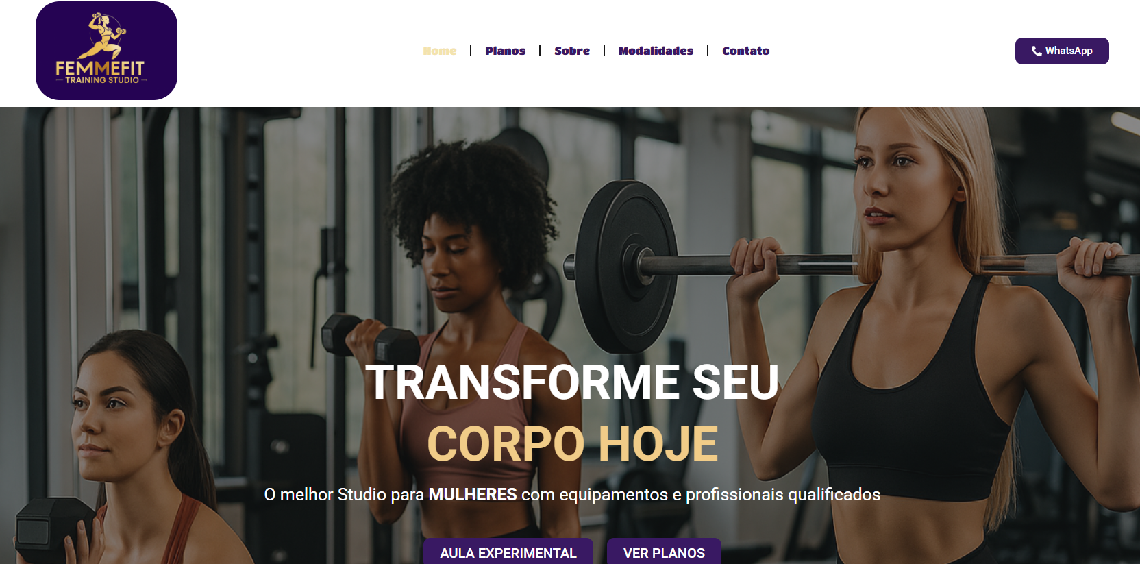 Print do site Femme Fit Training Studio
